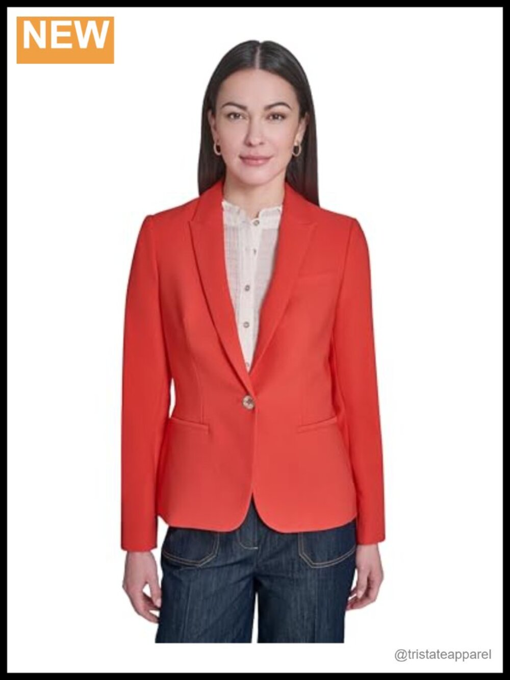 Single Button Business Blazer Polyester Blend